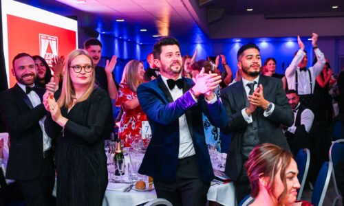 Photograph of Crowd standing to applaud at Formal Dinner Event, Kingpower Stadium, Leicester