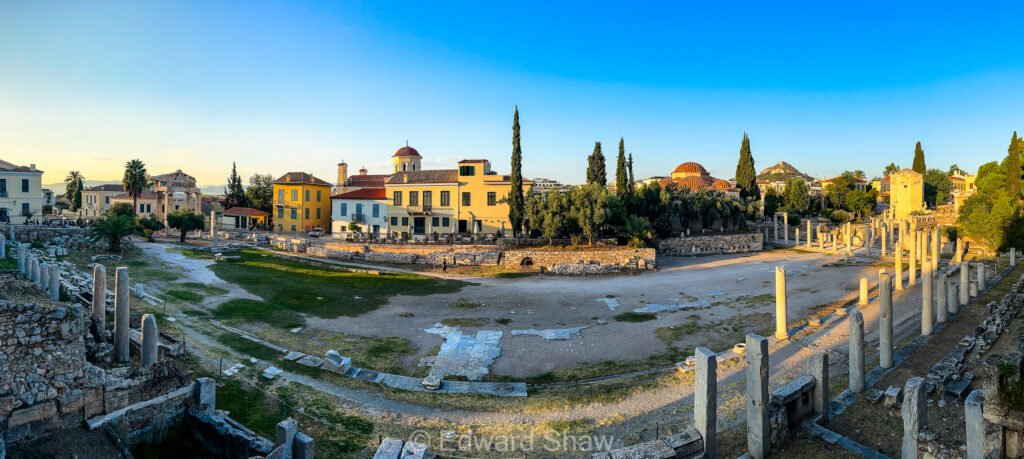 Panoramic photo of The Acropolis and Roman Forum, Athens, Greece