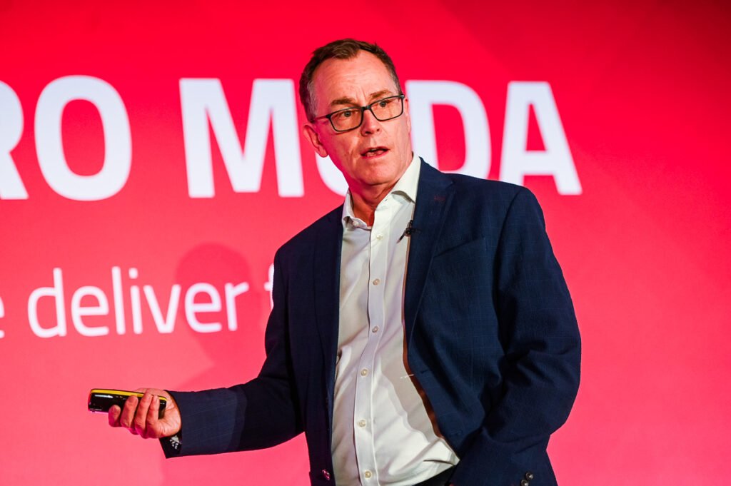 Action portrait of Nick Duckworth CEO speaking