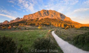 Panoramic photo of Bernia Ridge, Calpe, Spain at sunrise
