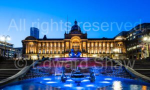 Architectrual Photo - Birmingham Council House with the "Floozie in the Jacuzzi" at dusk