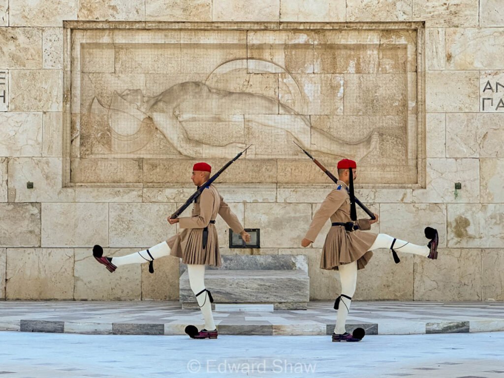 Photo - Soldiers of the Presidential Guard during the changing of the Guard Ceremony at Athens Parliament, Greece